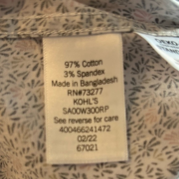 Apt 9 Premier Flex Slim Fit Long Sleeve Dress Shirt Multi Leaf Print 15” Medium - Picture 9 of 9